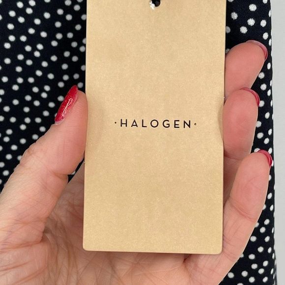 Halogen Navy White Polka Dot Sleeveless Shift Mini Dress NWT Women XS - Picture 6 of 7